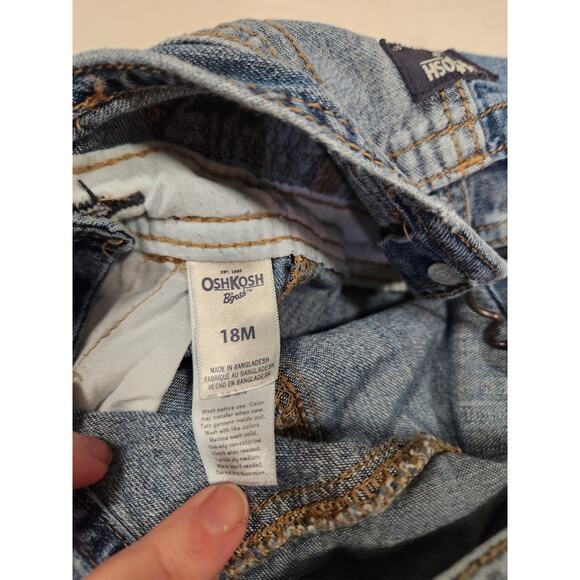 Osh Kosh patchwork style jean overalls toddler size 18M - Picture 4 of 5